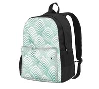 InOmak Écailles Aqua Menthe Blanc Géométrie Marbre,Sac à dos à poches, sac à dos décontracté, sac d'école résistant à l'eau pour les voyages, la randonnée ou le camping