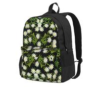 InOmak Edelweiss des Alpes suisses,Sac à dos à poches, sac à dos décontracté, sac d'école résistant à l'eau pour les voyages, la randonnée ou le camping