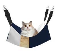 InOmak Élégant Accent de Rayures Blanches Bleu Marine en Faux Or,Hamac Suspendu pour Chat, lit Suspendu Doux Double Face pour Petits Chiens,M