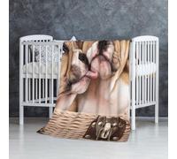 InOmak Embrasser des Chiots bouledogues Anglais,Couverture Douce et Chaude en Flanelle Anti-Boulochage 76 x 127 cm