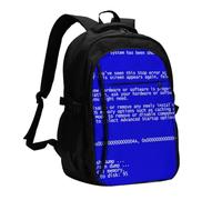 InOmak Erreurs classiques d'écran bleu de la mort, Sac à dos de voyage décontracté pour ordinateur portable avec port de chargement USB pour hommes et femmes