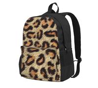 InOmak Fausse fourrure léopard à taches brunes,Sac à dos à poches, sac à dos décontracté, sac d'école résistant à l'eau pour les voyages, la randonnée ou le camping