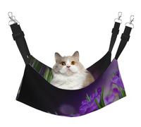 InOmak Feuilles Vertes et Fleurs Violettes imprimées,Hamac Suspendu pour Chat, lit Suspendu Doux Double Face pour Petits Chiens,L