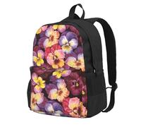 InOmak Fleurs de pensées à l'aquarelle,Sac à dos à poches, sac à dos décontracté, sac d'école résistant à l'eau pour les voyages, la randonnée ou le camping