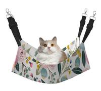 InOmak Fleurs printanières Florales Belles Feuilles Vertes Roses Bleues et Roses Douces Couleurs,Hamac Suspendu pour Chat, lit Suspendu Doux Double Face pour Petits Chiens,L