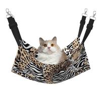 InOmak Fond de Peau de zèbre léopard doré,Hamac Suspendu pour Chat, lit Suspendu Doux Double Face pour Petits Chiens,L