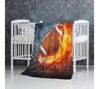InOmak Football de feu,Couverture Douce et Chaude en Flanelle Anti-Boulochage 76 x 127 cm