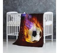InOmak Football de feu,Couverture Douce et Chaude en Flanelle Anti-Boulochage 76 x 127 cm