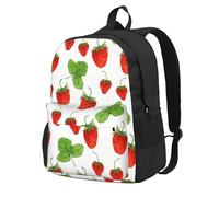 InOmak Fraisiers Fruit White Print,Sac à dos à poches, sac à dos décontracté, sac d'école résistant à l'eau pour les voyages, la randonnée ou le camping