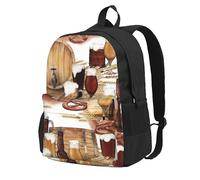 InOmak Fût de bière et de vin,Sac à dos à poches, sac à dos décontracté, sac d'école résistant à l'eau pour les voyages, la randonnée ou le camping