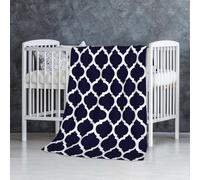 InOmak Géométrique marocain Bleu Marine Moderne,Couverture Douce et Chaude en Flanelle Anti-Boulochage 76 x 127 cm