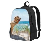 InOmak Golden Retriever,Sac à dos à poches, sac à dos décontracté, sac d'école résistant à l'eau pour les voyages, la randonnée ou le camping