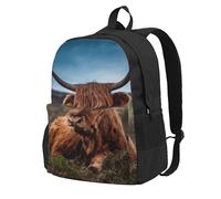 InOmak Herbe à vaches des Highlands,Sac à dos à poches, sac à dos décontracté, sac d'école résistant à l'eau pour les voyages, la randonnée ou le camping
