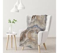 InOmak Impression Bleu pâle en Pierre d'onyx,Couverture Douce et Chaude en Flanelle Anti-Boulochage 76 x 102 cm