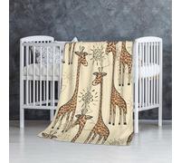 InOmak Impression de Girafe dessinée à la Main,Couverture Douce et Chaude en Flanelle Anti-Boulochage 76 x 127 cm