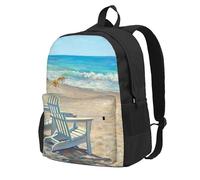 InOmak Impression d'une scène de plage avec des chaises,Sac à dos à poches, sac à dos décontracté, sac d'école résistant à l'eau pour les voyages, la randonnée ou le camping