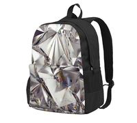 InOmak Imprimé à motif de cristaux et diamants scintillants,Sac à dos à poches, sac à dos décontracté, sac d'école résistant à l'eau pour les voyages, la randonnée ou le camping