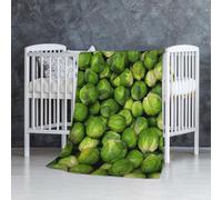InOmak Imprimé Chou de Bruxelles Vert,Couverture Douce et Chaude en Flanelle Anti-Boulochage 76 x 127 cm