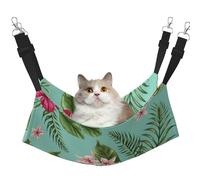 InOmak Imprimé Fleurs de frangipanier et d'hibiscus, Jungle Exotique, Feuille de Palmier,Hamac Suspendu pour Chat, lit Suspendu Doux Double Face pour Petits Chiens,M