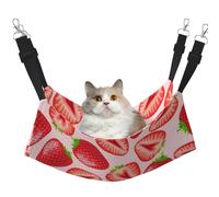 InOmak Imprimé Fraise Rose Kawaii,Hamac Suspendu pour Chat, lit Suspendu Doux Double Face pour Petits Chiens,L