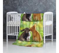 InOmak Imprimé Lapin Amour,Couverture Douce et Chaude en Flanelle Anti-Boulochage 76 x 127 cm