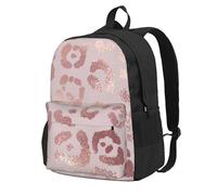InOmak Imprimé léopard guépard or rose,Sac à dos à poches, sac à dos décontracté, sac d'école résistant à l'eau pour les voyages, la randonnée ou le camping