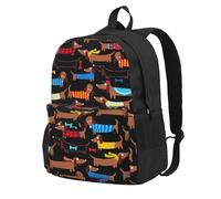 InOmak J'adore mes chiens teckels,Sac à dos à poches, sac à dos décontracté, sac d'école résistant à l'eau pour les voyages, la randonnée ou le camping