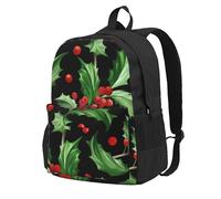 InOmak Joyeux Noël Holly,Sac à dos à poches, sac à dos décontracté, sac d'école résistant à l'eau pour les voyages, la randonnée ou le camping