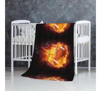 InOmak Le Football américain en feu,Couverture Douce et Chaude en Flanelle Anti-Boulochage 76 x 127 cm