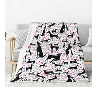InOmak Lévriers et Coeur de Patte Couverture Chaude en Flanelle Polaire en Peluche comme Couverture de lit/draps de lit 152 x 203 cm
