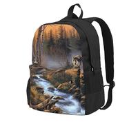 InOmak Loups,Sac à dos à poches, sac à dos décontracté, sac d'école résistant à l'eau pour les voyages, la randonnée ou le camping