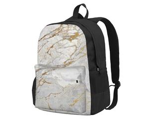 InOmak Marbre brossé blanc, gris, argent, or nacré,Sac à dos à poches, sac à dos décontracté, sac d'école résistant à l'eau pour les voyages, la randonnée ou le camping