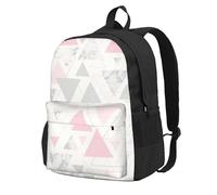 InOmak Marbre géométrique triangulaire rose, gris et argent,Sac à dos à poches, sac à dos décontracté, sac d'école résistant à l'eau pour les voyages, la randonnée ou le camping