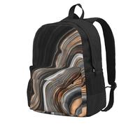 InOmak Marbre noir élégant veiné d'or et de cuivre,Sac à dos à poches, sac à dos décontracté, sac d'école résistant à l'eau pour les voyages, la randonnée ou le camping