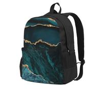 InOmak Marbre turquoise émeraude L et paysages,Sac à dos à poches, sac à dos décontracté, sac d'école résistant à l'eau pour les voyages, la randonnée ou le camping