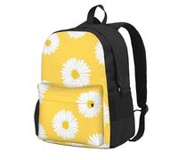 InOmak Marguerite Aster Blanche Marguerite Jaune,Sac à dos à poches, sac à dos décontracté, sac d'école résistant à l'eau pour les voyages, la randonnée ou le camping