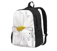 InOmak Marguerite blanche au cœur jaune vif,Sac à dos à poches, sac à dos décontracté, sac d'école résistant à l'eau pour les voyages, la randonnée ou le camping