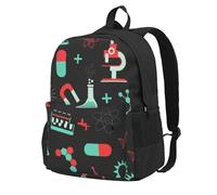 InOmak Modèles de chimie verte et de science,Sac à dos à poches, sac à dos décontracté, sac d'école résistant à l'eau pour les voyages, la randonnée ou le camping