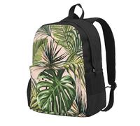 InOmak Motif botanique abstrait avec une plante nuageuse en forme de lune,Sac à dos à poches, sac à dos décontracté, sac d'école résistant à l'eau pour les voyages, la randonnée ou le camping
