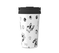 InOmak Motif de chien Boston Terrier,Tasse à café portable de 500 ml en acier inoxydable, isotherme.
