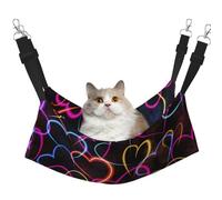 InOmak Motif de cœur à Lignes colorées au néon,Hamac Suspendu pour Chat, lit Suspendu Doux Double Face pour Petits Chiens,L