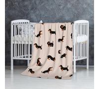 InOmak Motif de Teckel Heureux de Dessin animé,Couverture Douce et Chaude en Flanelle Anti-Boulochage 76 x 127 cm
