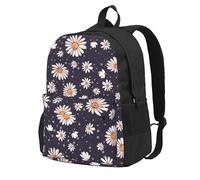 InOmak Motif marguerite,Sac à dos à poches, sac à dos décontracté, sac d'école résistant à l'eau pour les voyages, la randonnée ou le camping
