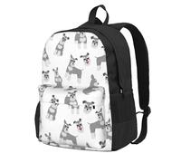 InOmak Motif sans couture de Schnauzer miniature,Sac à dos à poches, sac à dos décontracté, sac d'école résistant à l'eau pour les voyages, la randonnée ou le camping