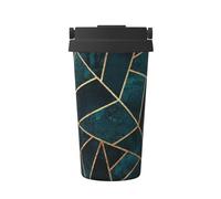 InOmak Nature abstraite Vert émeraude,Tasse à café portable de 500 ml en acier inoxydable, isotherme.