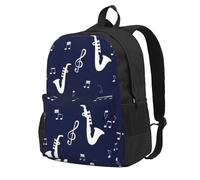 InOmak Notes de musique Saxophones,Sac à dos à poches, sac à dos décontracté, sac d'école résistant à l'eau pour les voyages, la randonnée ou le camping