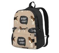 InOmak Ouaf Beagle,Sac à dos à poches, sac à dos décontracté, sac d'école résistant à l'eau pour les voyages, la randonnée ou le camping
