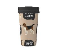 InOmak Ouaf Beagle,Tasse à café portable de 500 ml en acier inoxydable, isotherme.