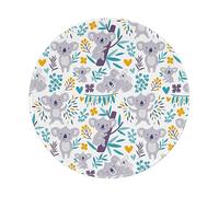 InOmak Ours Koala Mignons et Fleurs, Tapis de Souris Rond, Tapis de Souris à Base de Caoutchouc antidérapant, Tapis de Souris étanche 8 po