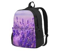 InOmak Paysage de fleurs de lavande violettes,Sac à dos à poches, sac à dos décontracté, sac d'école résistant à l'eau pour les voyages, la randonnée ou le camping
